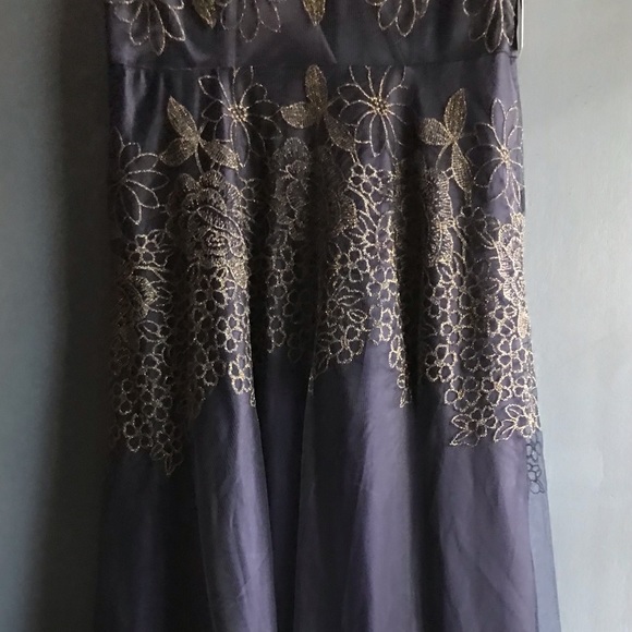 Tahari ASL Navy/Gold Dress Size 14 - Picture 4 of 8